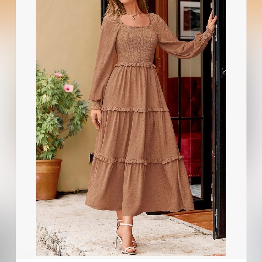 Pretty garden khaki Maxi Dress with pockets - Picture 2 of 7